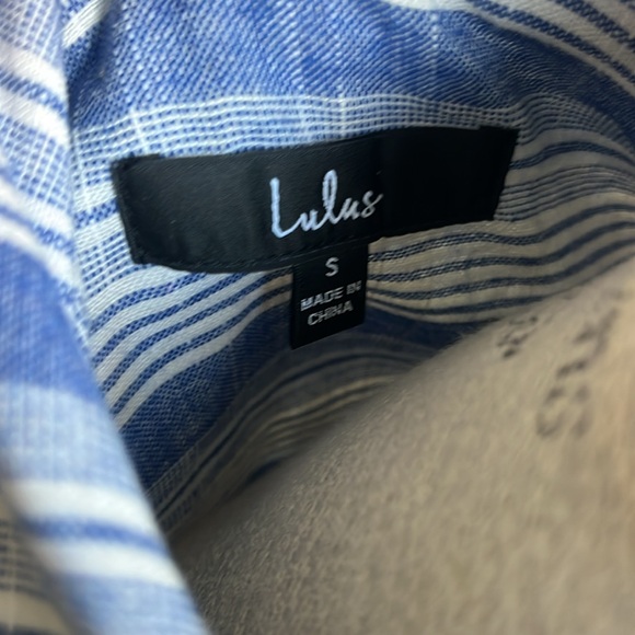 Lulus Spend the Time blue & white cotton striped button up sleeveless tank dress - Picture 6 of 7